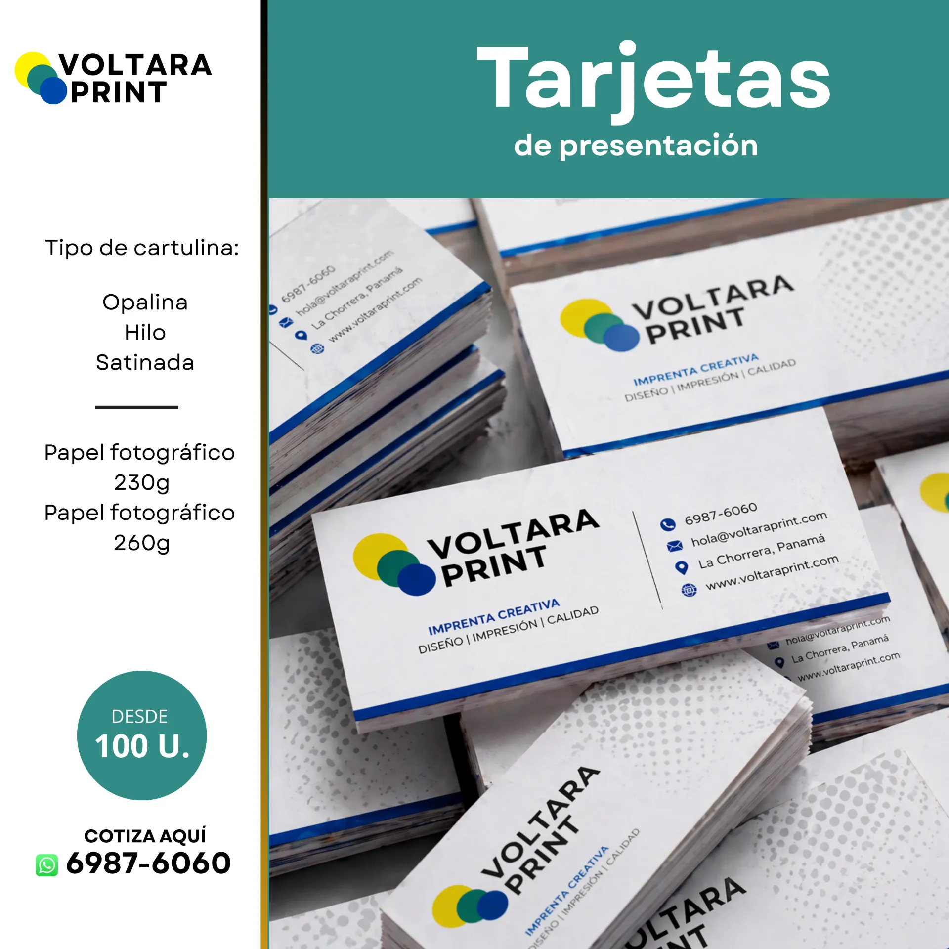 Tarjetas de presentación personalizadas (100, Opalina, 1 lado, Sin laminado, Tengo mi arte)