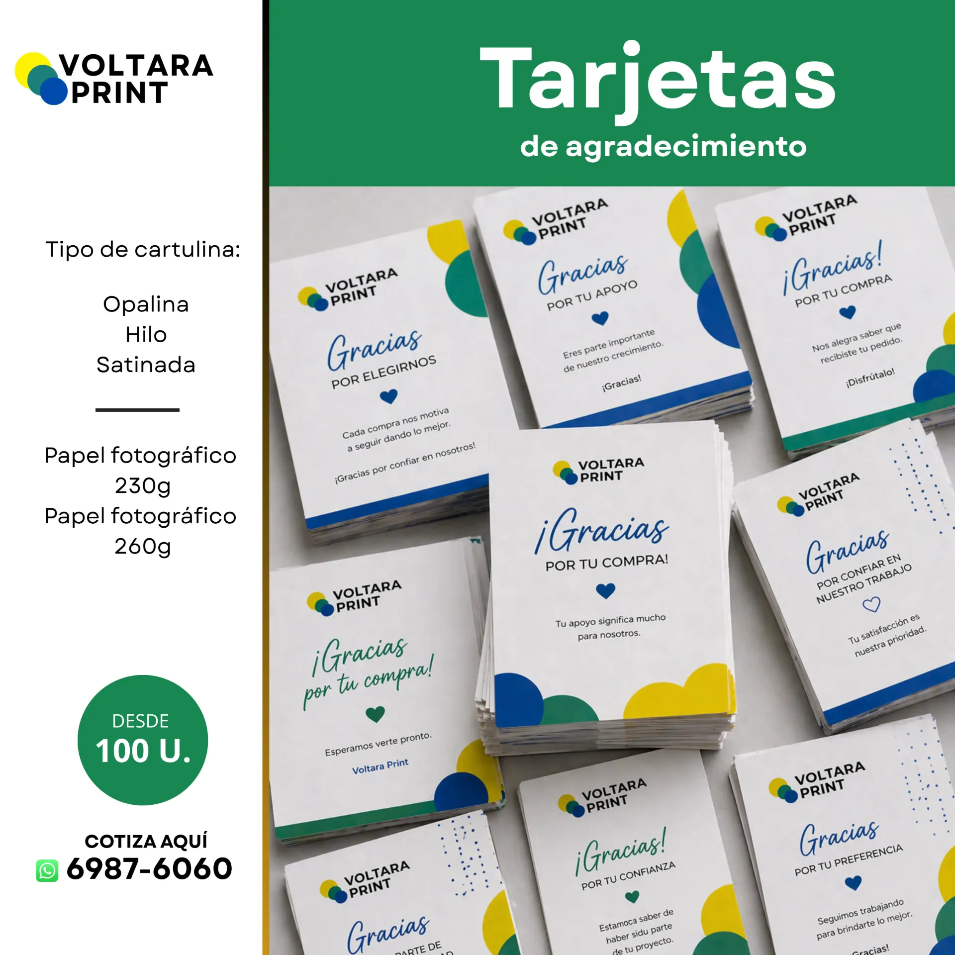 Tarjetas de agradecimiento personalizadas (3x3", 100, Tengo mi arte)