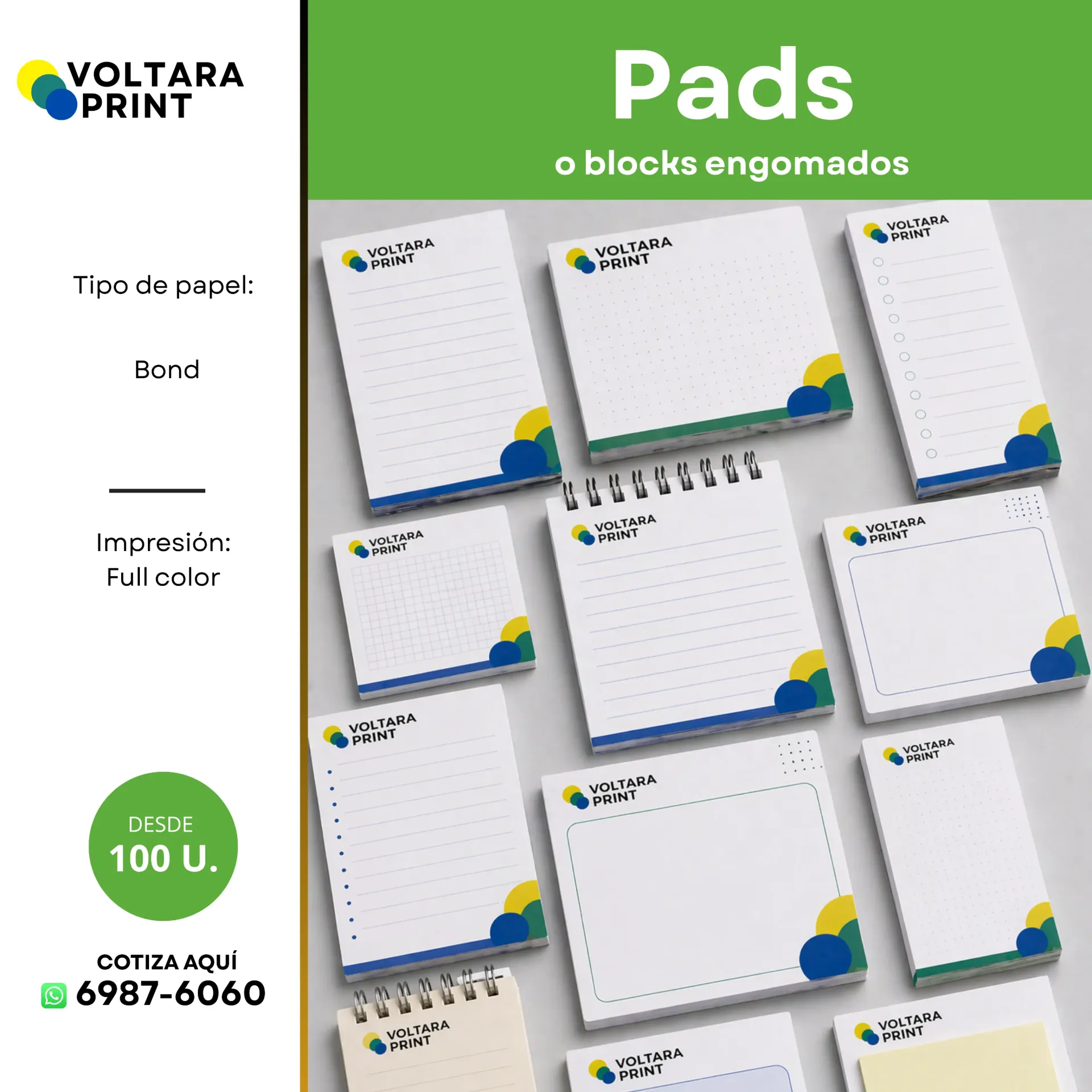 Pads personalizados (1 pad de 50 hojas c/u, 5.5x8.5" (media página), Full color, Tengo mi arte)