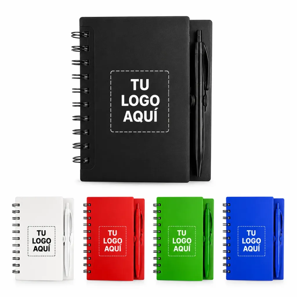 AGENDA Y BOLÍGRAFO PERSONALIZADOS CON NOMBRE Y LOGO