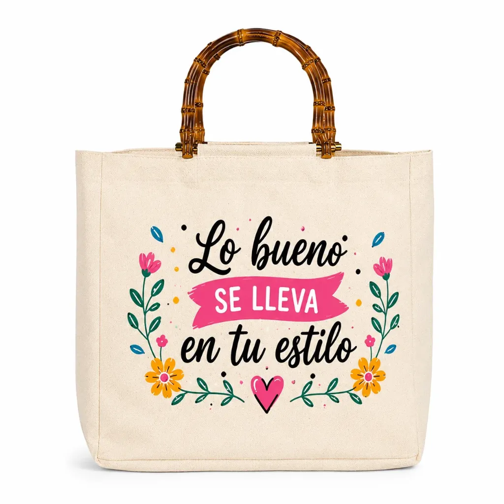 Bolso asa BAMBÚ personalizado en sublimación
